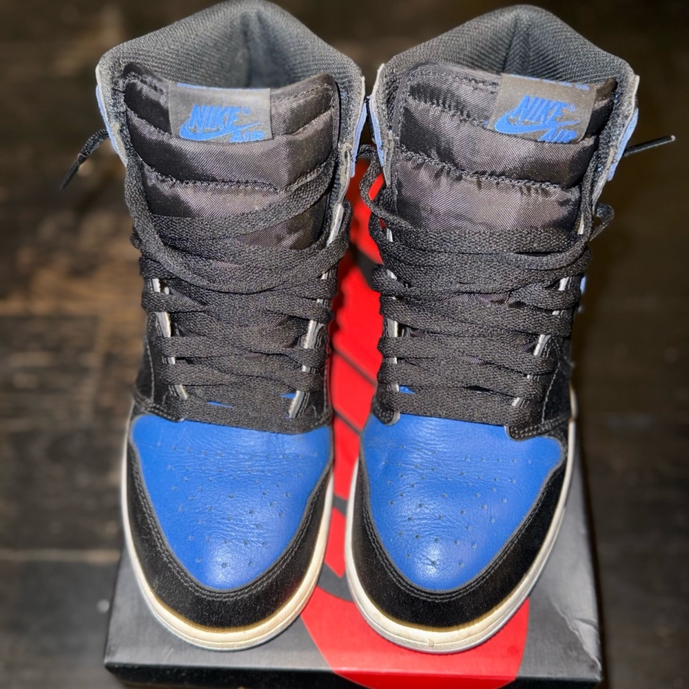 Air Jordan 1 Retro High OG- Black/Royal Blue and white